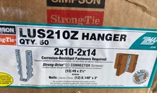 43 Simpson Strong-Tie LUS210Z 2x10-2x14 Joist Hangers - Zmax Finish Original Box