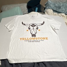 Yellowstone "There&rsquo;s a Price to Pay for Revenge" Bull Skull White T-Shirt, XL