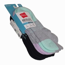 Hanes Absolute Active No Show Socks 4 Pack Women s 5-9 Cotton Arch Support G/P/B