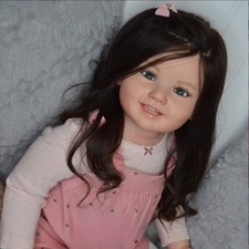 New 28" Painted Cute Toddler Girl Reborn Baby Doll Rooted Hair Lifelike Toy Gift