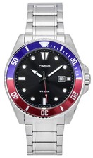 Casio Steel Black Dial Japan Mov't Quartz MDV-107D-1A3 200M Men's Watch