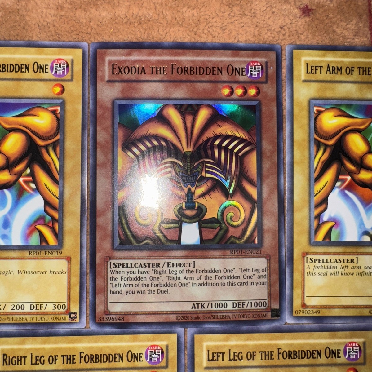 🔥 Yugioh Exodia The Forbidden One Complete 5 Card Set RP01-EN021
