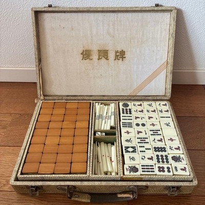 Mahjong Fliesen Bambus Rücken Scoring Sticks Würfel Mahjong Set ec