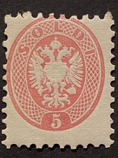 Francobollo Austria 1863-65,Lombardia-Veneto, 5 soldi rosa, Perf. 9 1/2, no Wmk, MNH