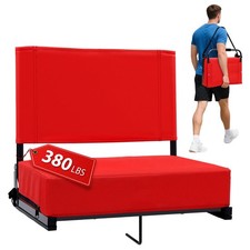 Stadium Seat with Red Support, Padded 18.4" Bleacher Chair, Portable