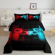 Gamer Comforter Set Full Size Boys Gaming Bedding for Teens 3 Pcs