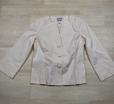 90s Talbots Off White Blouse Button Up 3/4 Sleeve Size 8 VTG