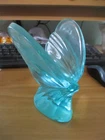 Fenton Art Glass Iridescent Blue Butterfly Figurine Glass Paperweight Stamped