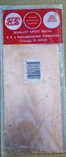 Vintage NOS K S 259 Copper Sheet .025" 4"x10" Bright Metal Stock for Crafts