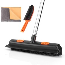 Pet Hair Removal Rubber Broom with Squeegee,Carpet rake for pet Hair Removal ...
