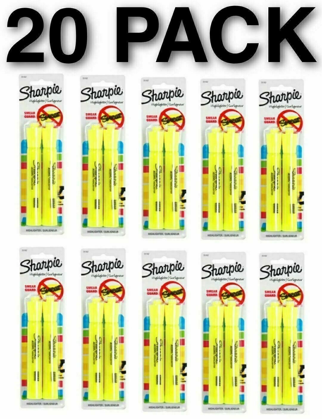W/ Smear Guard Yellow Chisel Tip 2pk Markers X 10 - 20 Count
