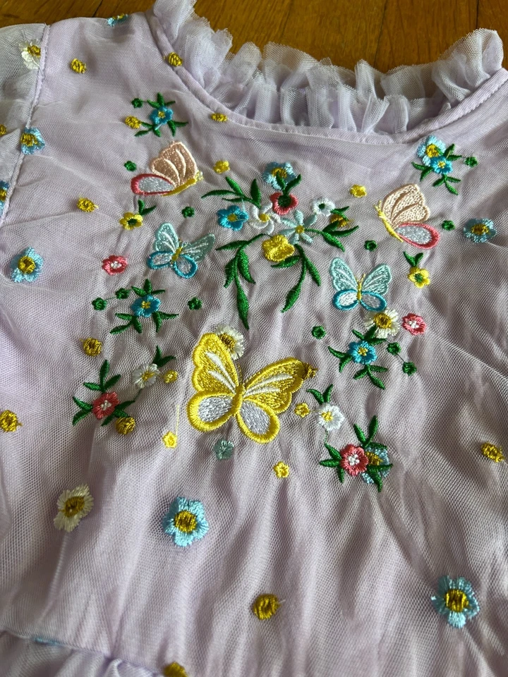 Mini Bernie Girl's Size 11 - 12 Y Embroidered Floral Dress Boden knock-off - Image 4 of 4