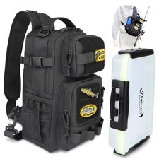 Fishing Sling Tackle Bag with 3600 Tackle Black-with 1pcs 3600 Tackle Tray