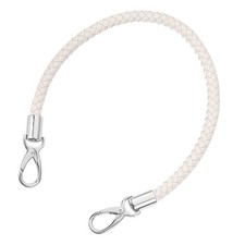 50cm Short Leather PU Braided Purse Replacement Handle - Beige White, Silver