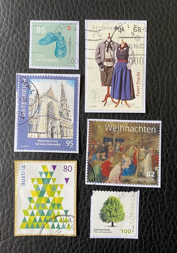 Lot von 6 Briefmarken Österreich verschiedene Jahre - noch auf Frag Briefmarken - S88