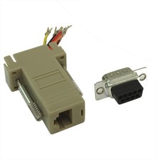 DB9-Male to RJ45 8 wire RS232 Modular Adapter Ivory