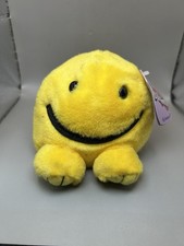 RARE Vintage Puffkins Collection Happy Plush with Tag Swibco Yellow Smiley Face