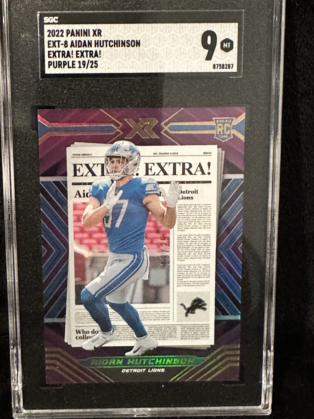 Aidan Hutchinson Panini XR Extra Extra #EXT8 Purple