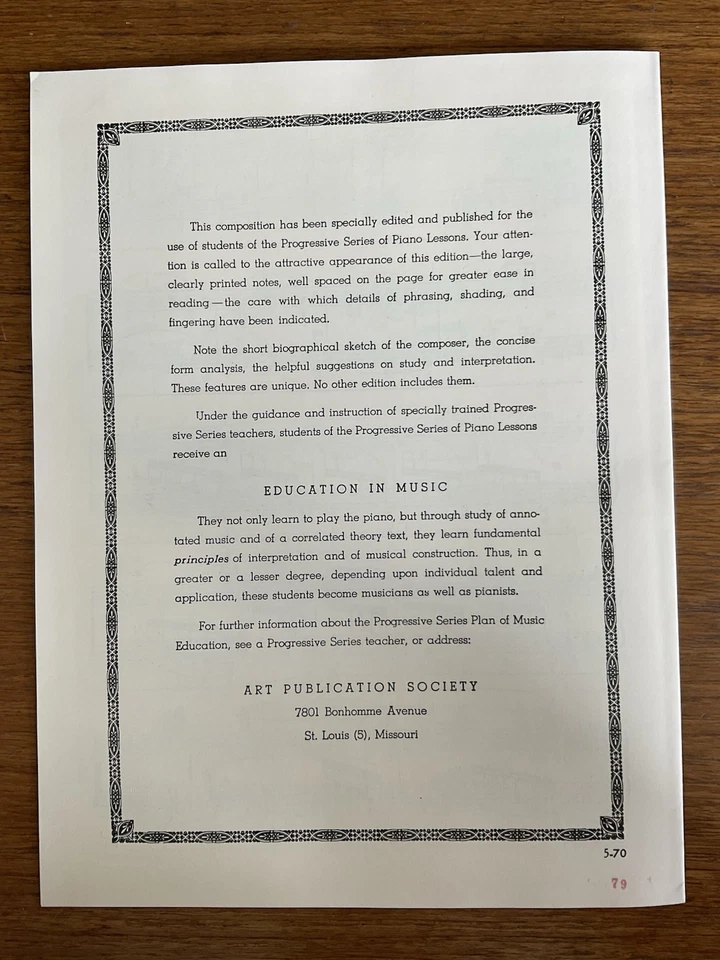 Clair de Lune~Claude Debussy~Progressive 800 Series~#856~Art Publication Society - Image 4 of 4