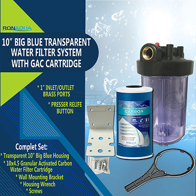 10'' Big Blue Transparent Whole House System with 4.5x10  GAC Filter