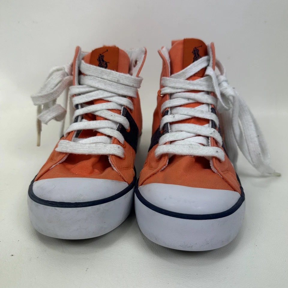 POLO RALPH LAUREN Conrad Naranja Azul Marino Lona Zapatos con Cordones Prendas para el torso Altas Juveniles Talla 4 � Foto 2 de 4