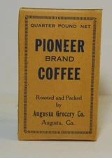 Vintage 1930s PIONEER BRAND COFFEE AUGUSTA GEORGIA EMPTY CARDBOARD BOX MASTERS