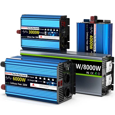 EGSCATEE 12V 3000W 8000W Reiner Sinus Wechselrichter 230V Spannungswandler Inverter LCD