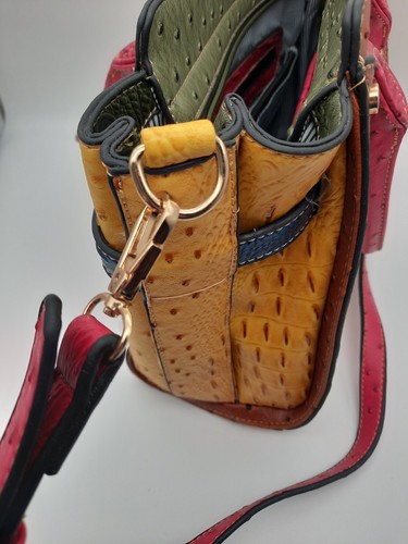 LE MIEL Faux Crocodile Pattern Purse Colorful Block NWT Top Handle & Strap - Picture 15 of 21