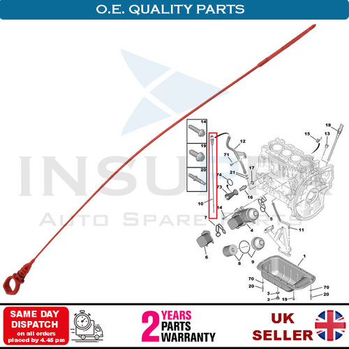 Motorölstand Ölmessstab für Peugeot Citroen 1.6 HDi 1174G2 1174.G2 1174.84 - Bild 3 von 12