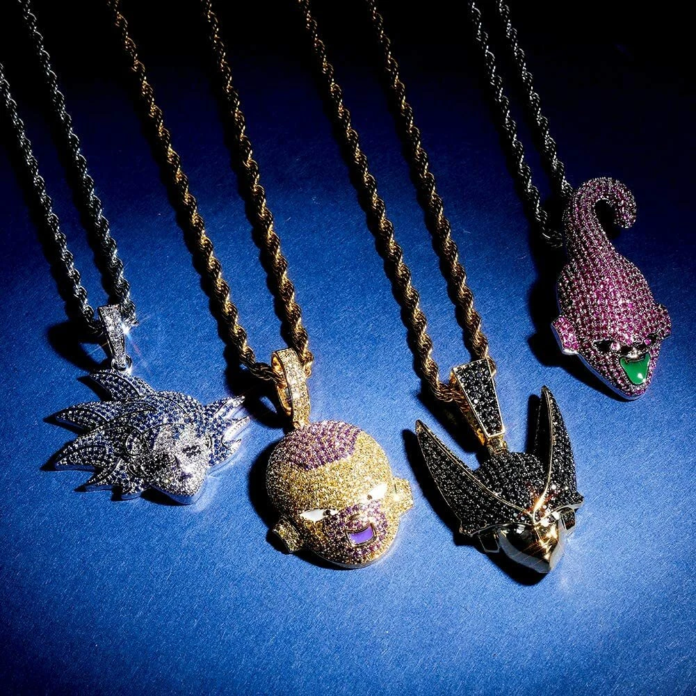 Dragon Ball Z pendant necklace chain shiny diamond goku vegeta