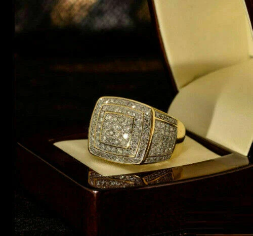 2.50 Ct Simulated Diamond Pinky Ring 14k Yellow Gold Finish Round Cut Band Ring