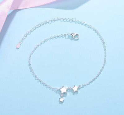 Stars Beaded Charm Silver SP Foot Ankle Bracelet Chain Anklet A29