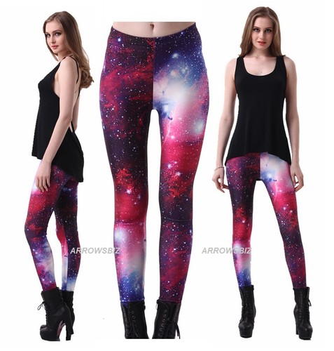 Damen-Mädchen-Krawatte gefärbt kosmisch Galaxy Space Druck Stretch Milchseide Leggings UK Verkäufer - Bild 7 von 19
