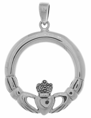 Jewelry Trends Sterling Silver Celtic Claddagh Large Round Pendant