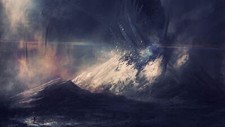 Landscape fantasy art mountains destruction Custom Gaming Mat Desk