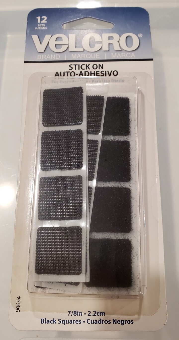 VELCRO Brand Squares - Black Stick On Self Adhesive 7/8