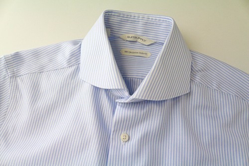 SUITSUPPLY Men Shirt 37/14 1/2 Extra Slim Blue Pure Cotton Striped Formal - Picture 3 of 7