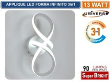 APPLIQUE LAMPADA LED FORMA INFINITO MOTAGGIO APARETE 13W COLORAZIONE LUCE 3IN1