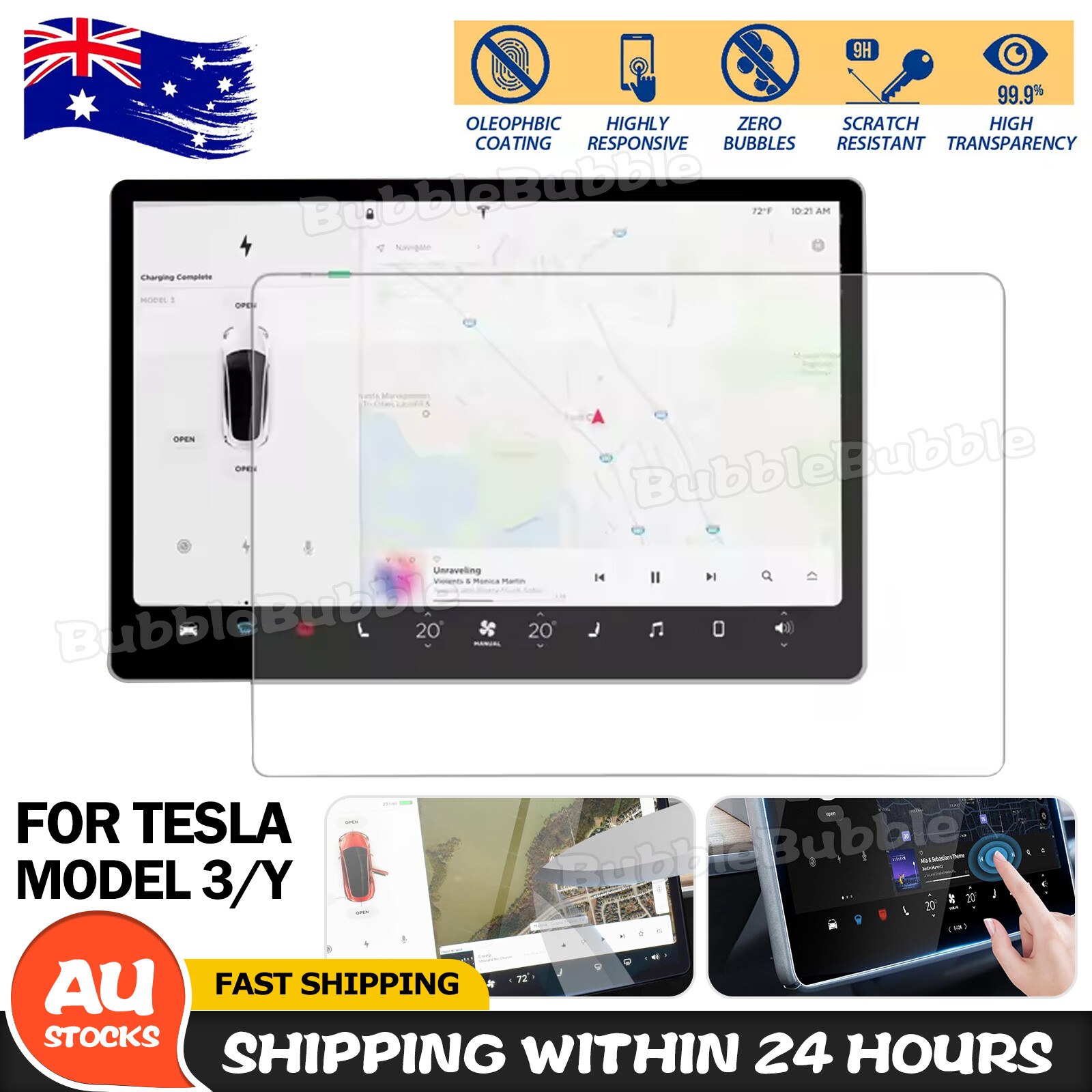 For Tesla Model 3 Y (pre-2024) Touch Screen Tempered Glass Screen Protector HD