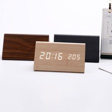 Wooden Digital Alarm Clock Convenient with Time Display Temperature for Bedside