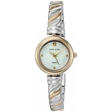 ANNE KLEIN 2 TWO TONE SILVER+GOLD,MOP,GENUINE DIAMOND,BRACELET WATCH AK/2455MPTT