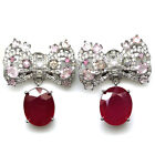 925 Sterling Silver Red Ruby, Sapphire, Zircon & Cubic Zirconia Earrings