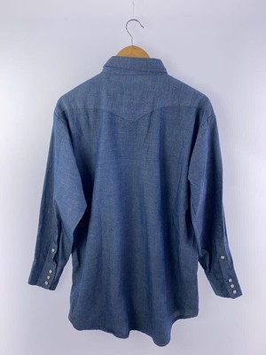EDWIN long sleeve shirt 70s western 17 Blue Used | eBay