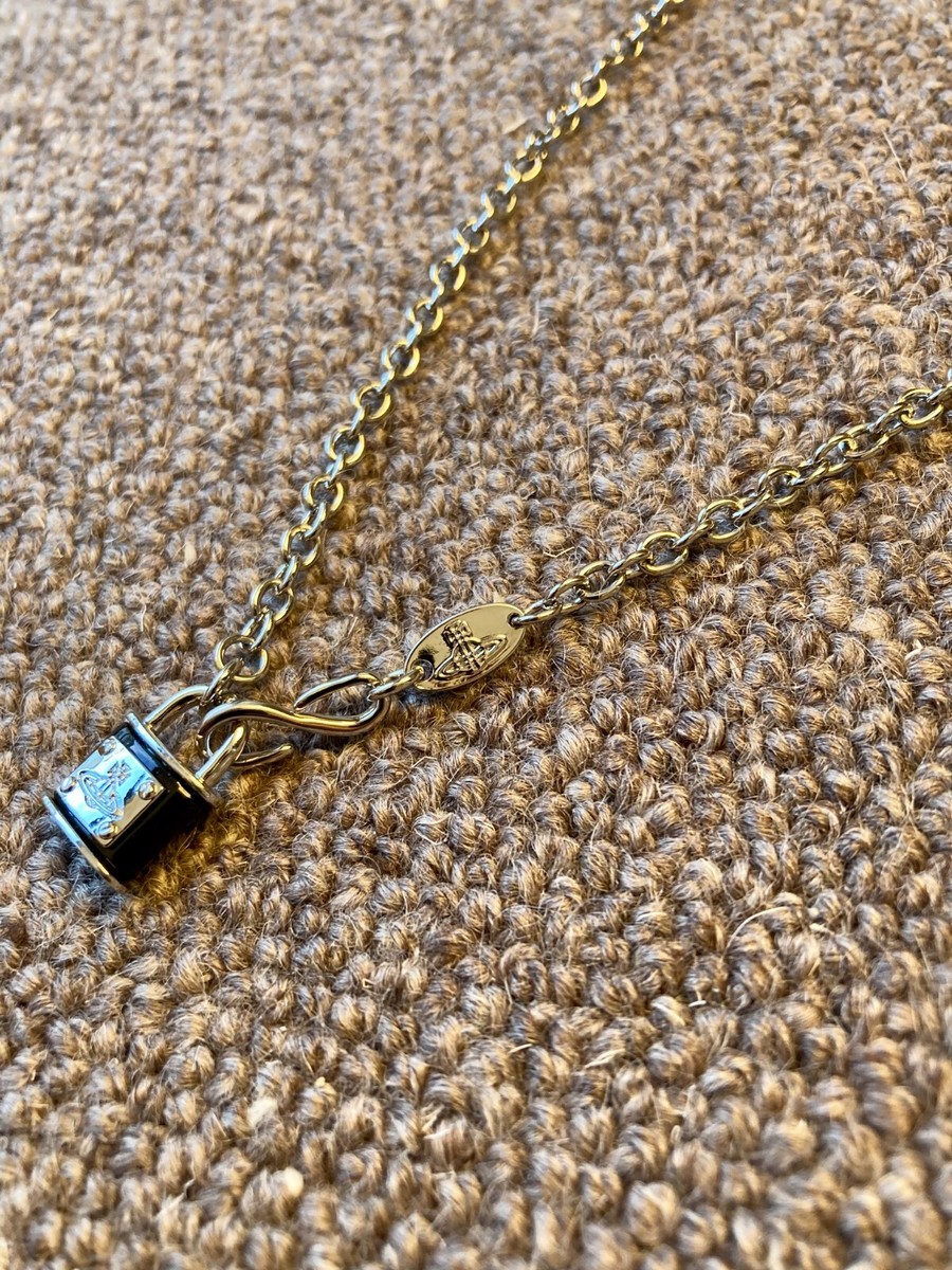 VIVIENNE WESTWOOD Necklace Nonju Lock Orb Padlock Clip Black VIVIENNE WESTWOOD Necklace Nonju Lock Orb Padlock Clip Black