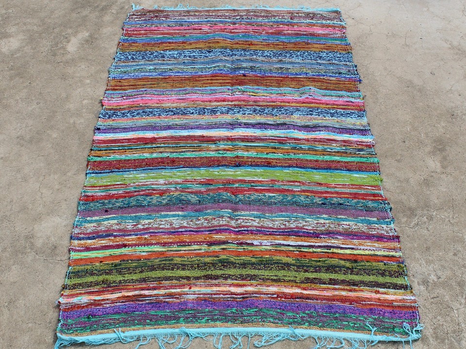 Indian Handmade Cotton Chindi Rug Home Decor Area Rag Rug Recycle ...
