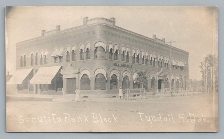 Security Bank TYNDALL South Dakota RPPC Antique Photo Bon Homme County