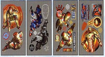 Iron Man 3 24 Foil Wall Decals Marvel Superhero Avengers Wall Stickers NEW