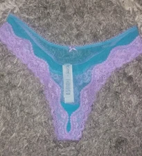 VS Lace Trim Mesh High Leg Thong NEW SIZE Small