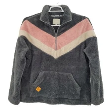 Simply Southern Women's Fuzzy Polyester Quarter-Zip Sweater Large