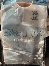 Vintage Silkies Ultra Control Top Pantyhose Ultra Sheer Legs LARGE - Color Nude